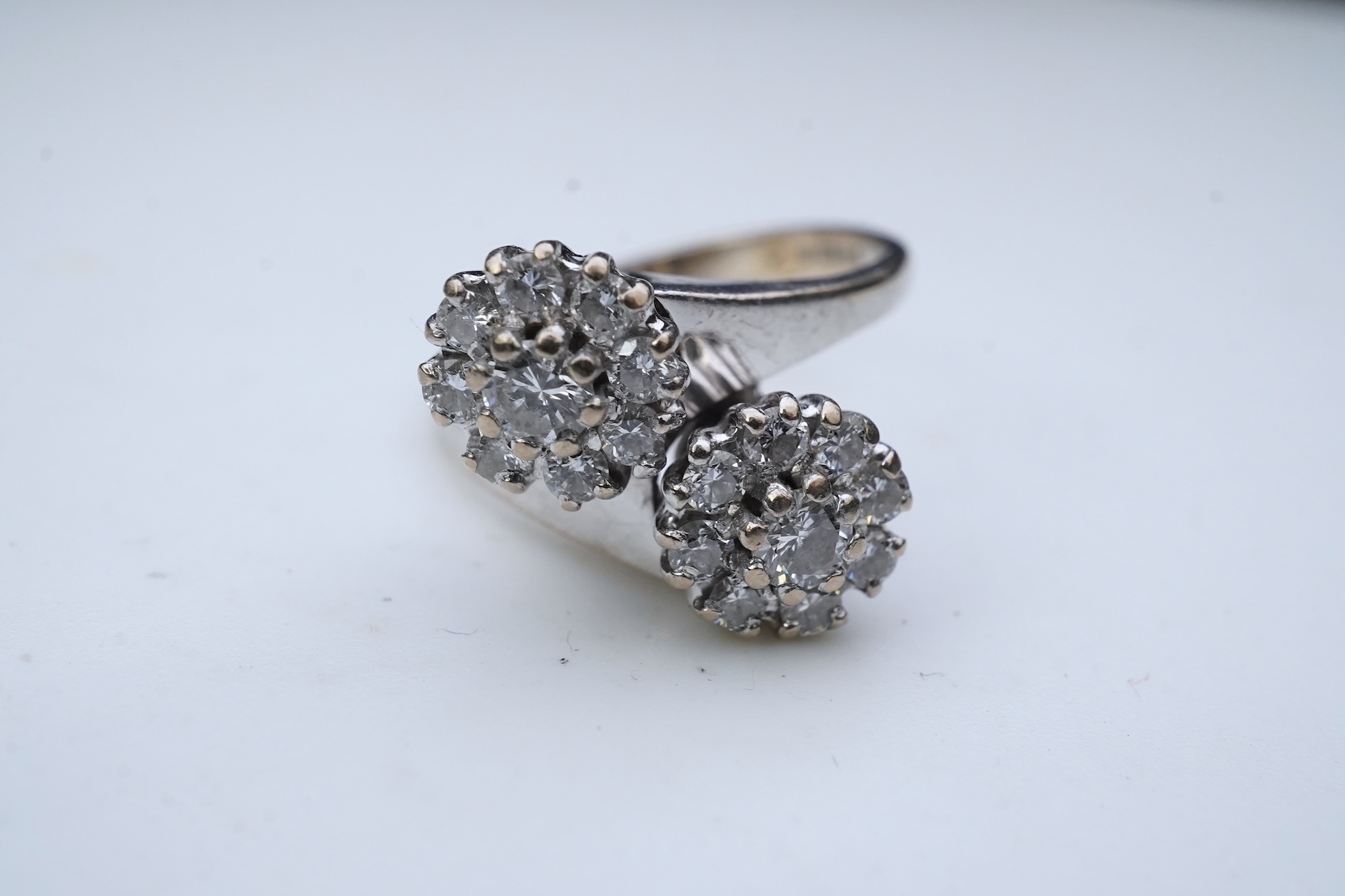 A diamond 'toi et moi' ring, circa 1980